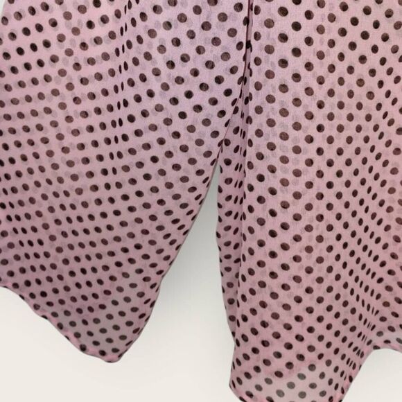 Freya Womens Top Sz S/M Relaxed Petal Pink‎ Polkadot Sheer Chiffon Casual Tie - Picture 5 of 9